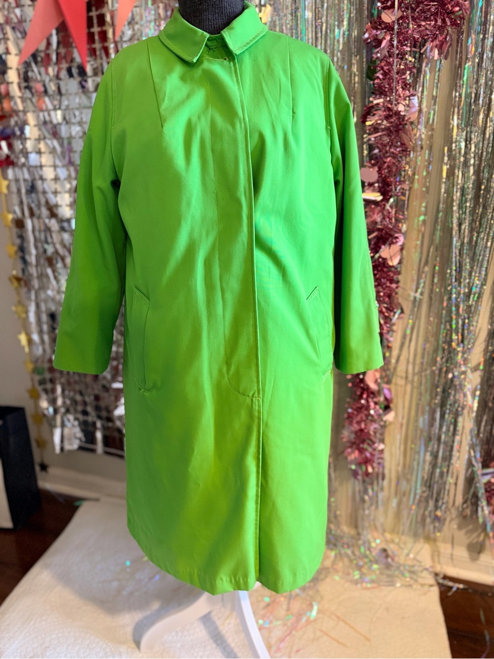 Vintage trench coat - electric green, true mod energy.